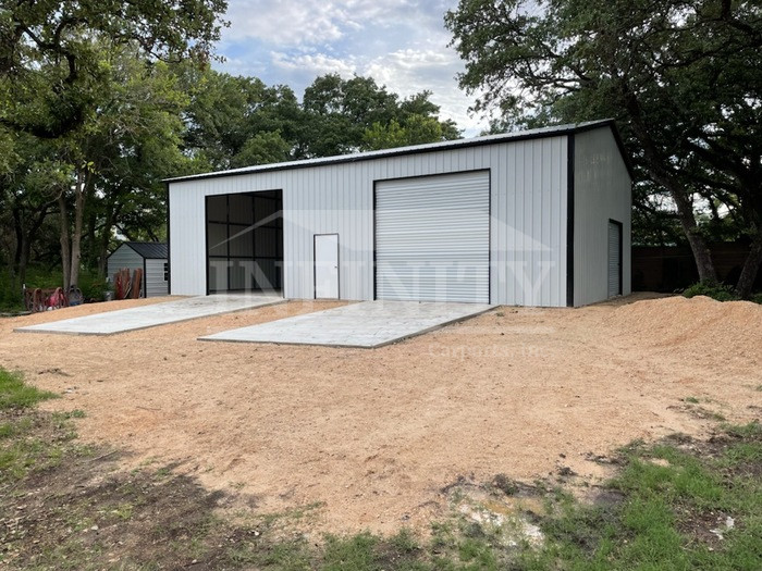 white metal commercial building