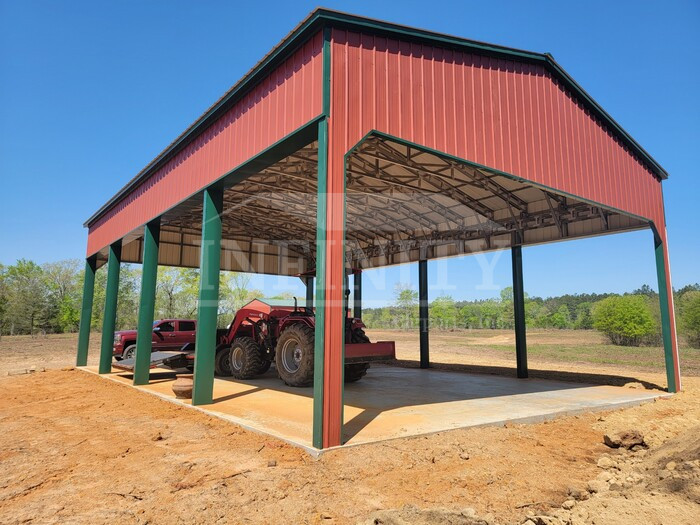 red commercial metal building